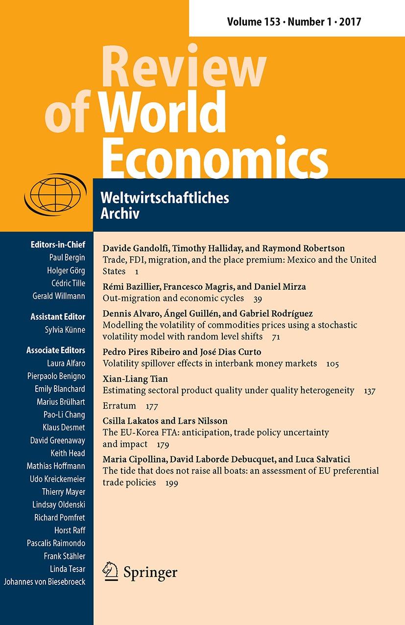 World Economics Weltwirtschaftliches Archiv ISSN 1610-2878 Volume 153