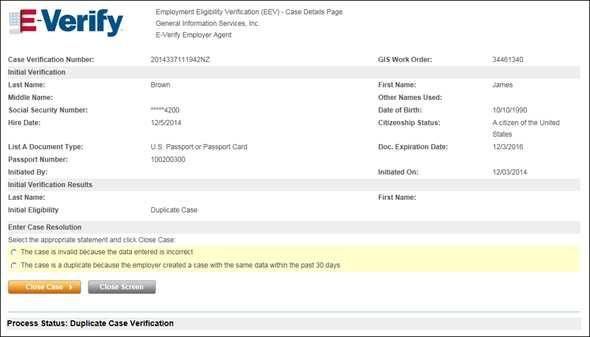 Duplicate Case 6 Step 4: The Case Details page refreshes to display the Select the appropriate statement and click Close Case field.