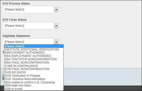 Reports 8 The Eligibility Statement drop-down filter field allows you to select the status given by