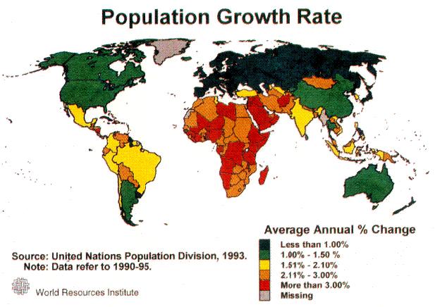 Population Growth What areas have high