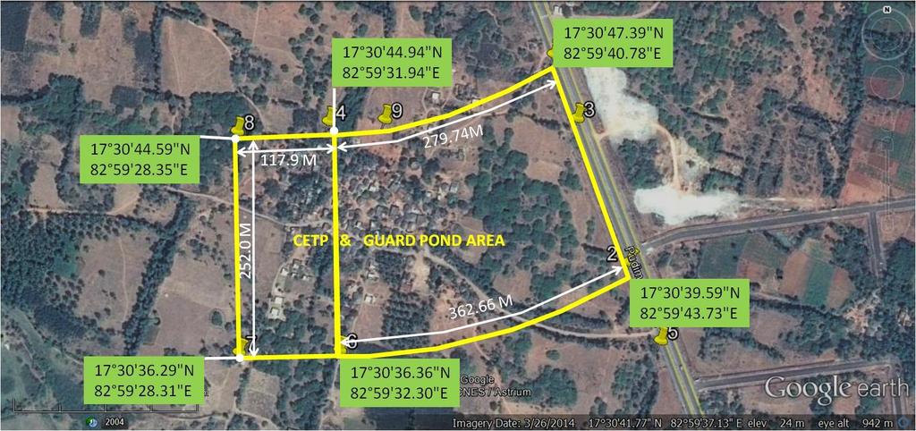 4 Figure 2: Google Earth Map showing Proposed Location of CETP in APSEZ Area, Atchutapuram 14.