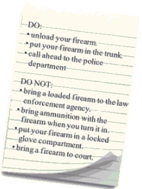 CH-800-INFO How Do I Turn In or Sell My Firearms? 1 2 3 What is a firearm?