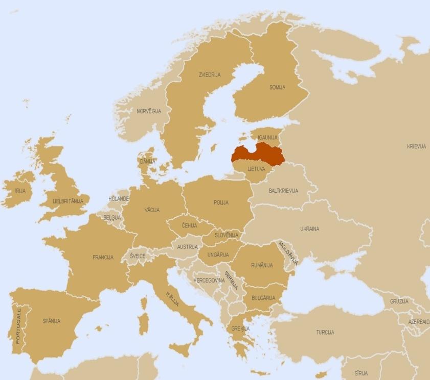 Latvia Area: 64 589 km² Population: 2 172 812 Population density: 33,6 people/km 2 Average salary: 716 euro Borders with Estonia,