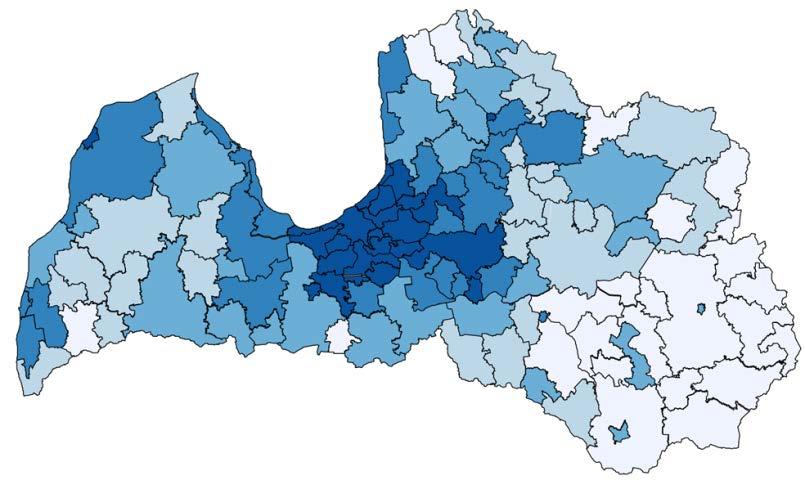 Regional development disparities Pronounced monocentric development tendencies Number of companies per 1000 inhabitants, 2012