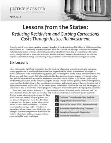 Successful justice reinvestment efforts have included: Strong leadership Comprehensive