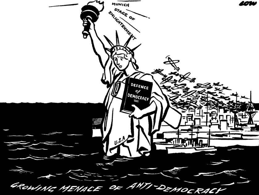 Document 4 This cartoon is a view of United States foreign policy from the perspective of a British cartoonist in 1940. So this is isolation.