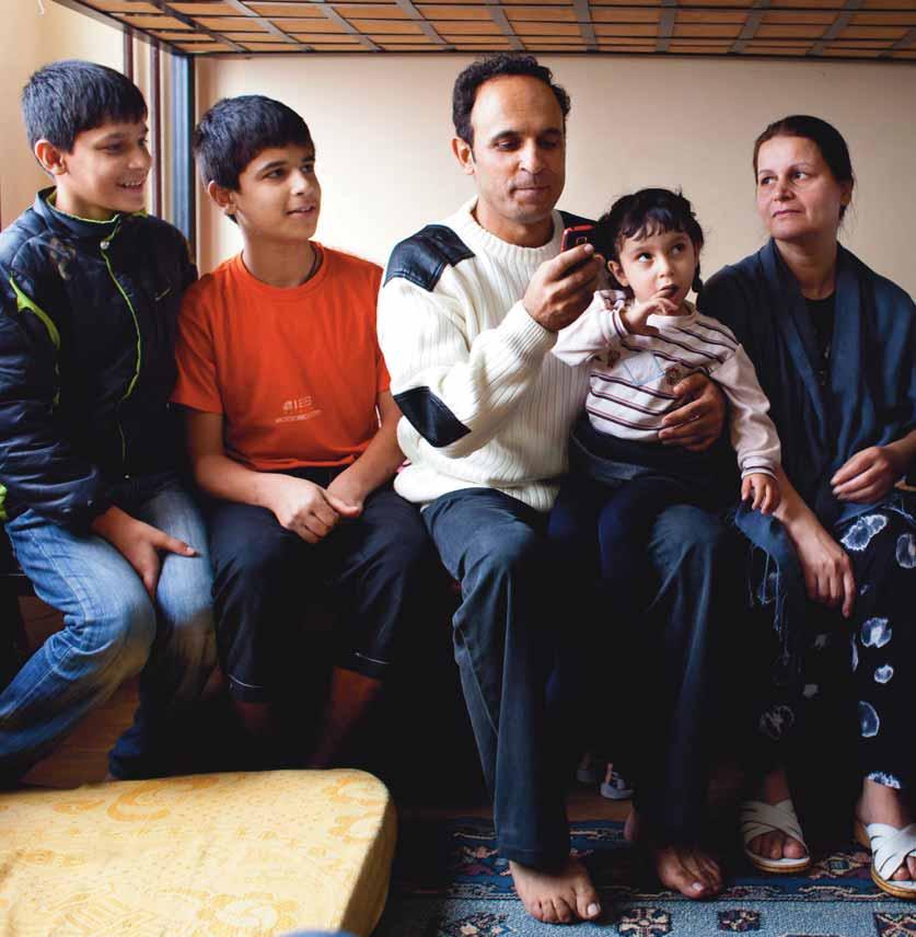 A family of asylum-seekers in a reception centre in Sofia, Bulgaria.