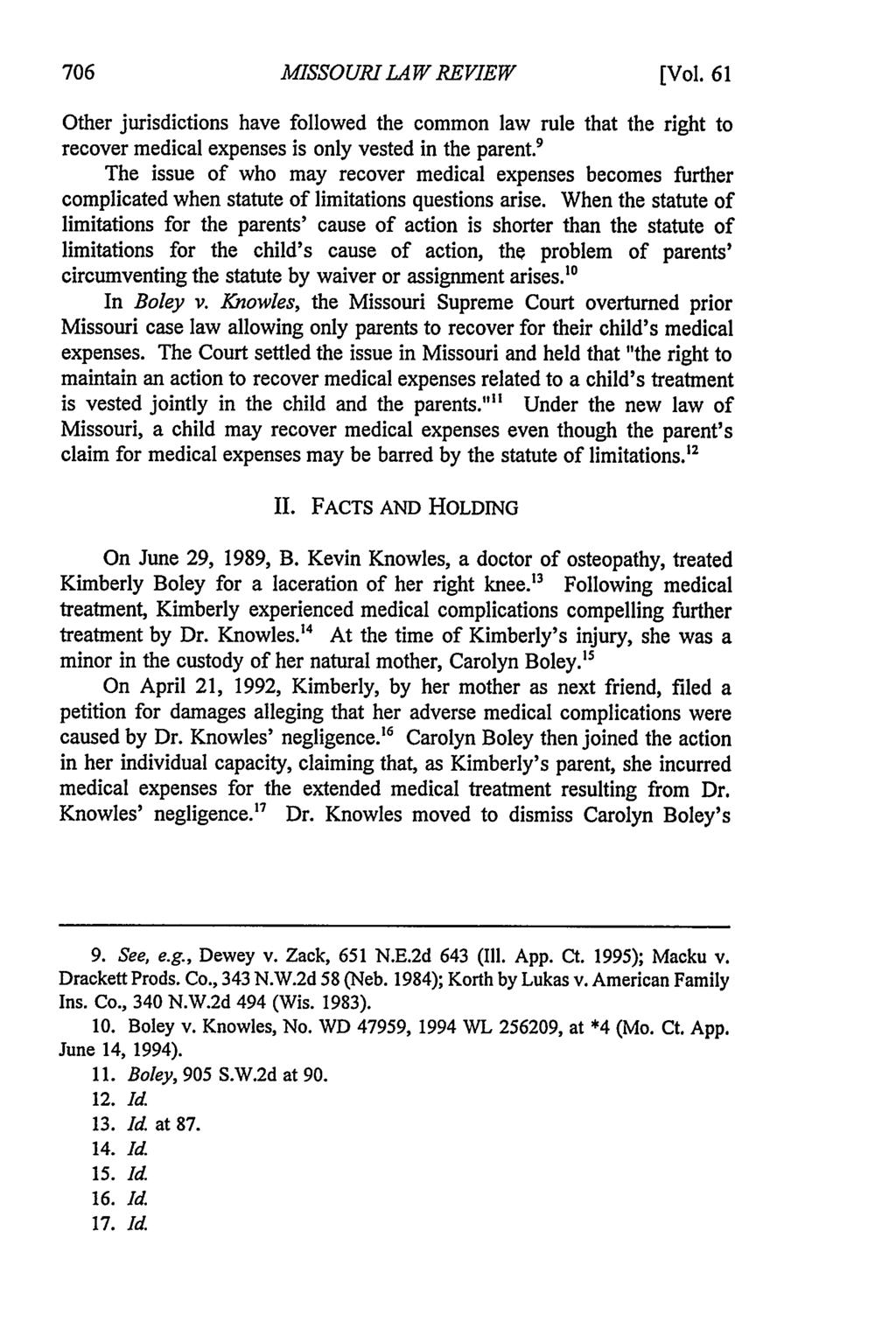 Missouri Law Review, Vol. 61, Iss. 3 [1996], Art. 8 MISSOURI LAW REVIEW [Vol.