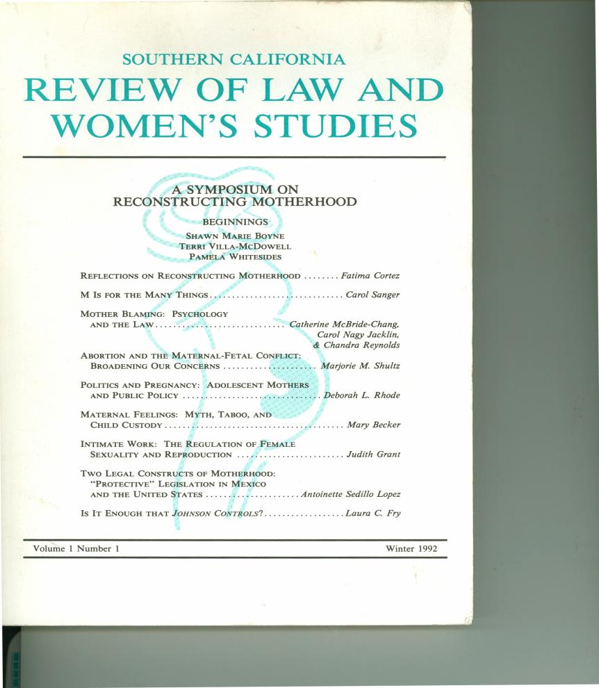 Additional Resources Southern California Review of Law and Women's Studies Law Center