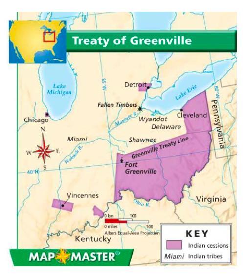 Treaty of Greenville Native Americans agree to stay to the north and west of the line and Americans would stay south