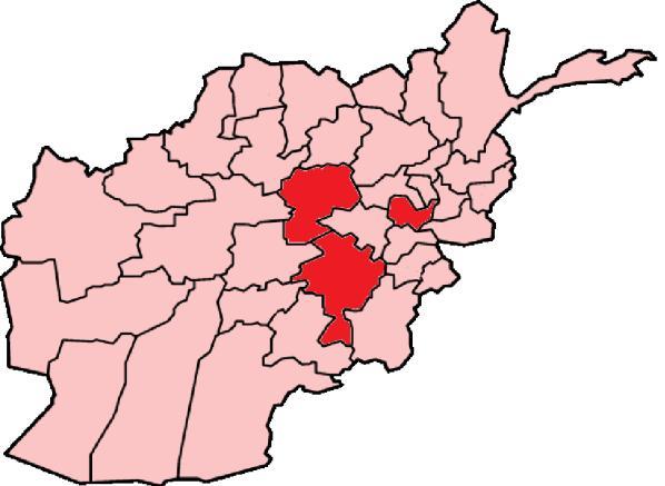 Areas surveyed in Afghanistan,