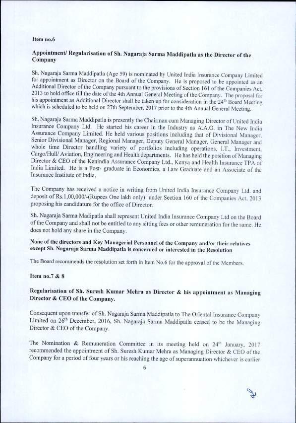 Item no.6 Appointment/ Regularisation of Sh. Nagaraja Sarma Maddipatla as the Director of the Company Sh.