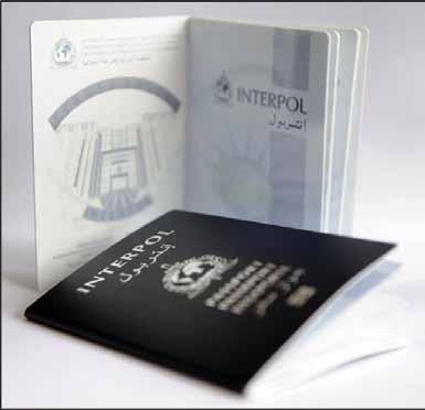 The INTERPOL e-passport booklet is a 34-page, fully machinereadable booklet containing a polycarbonate biographical data page.