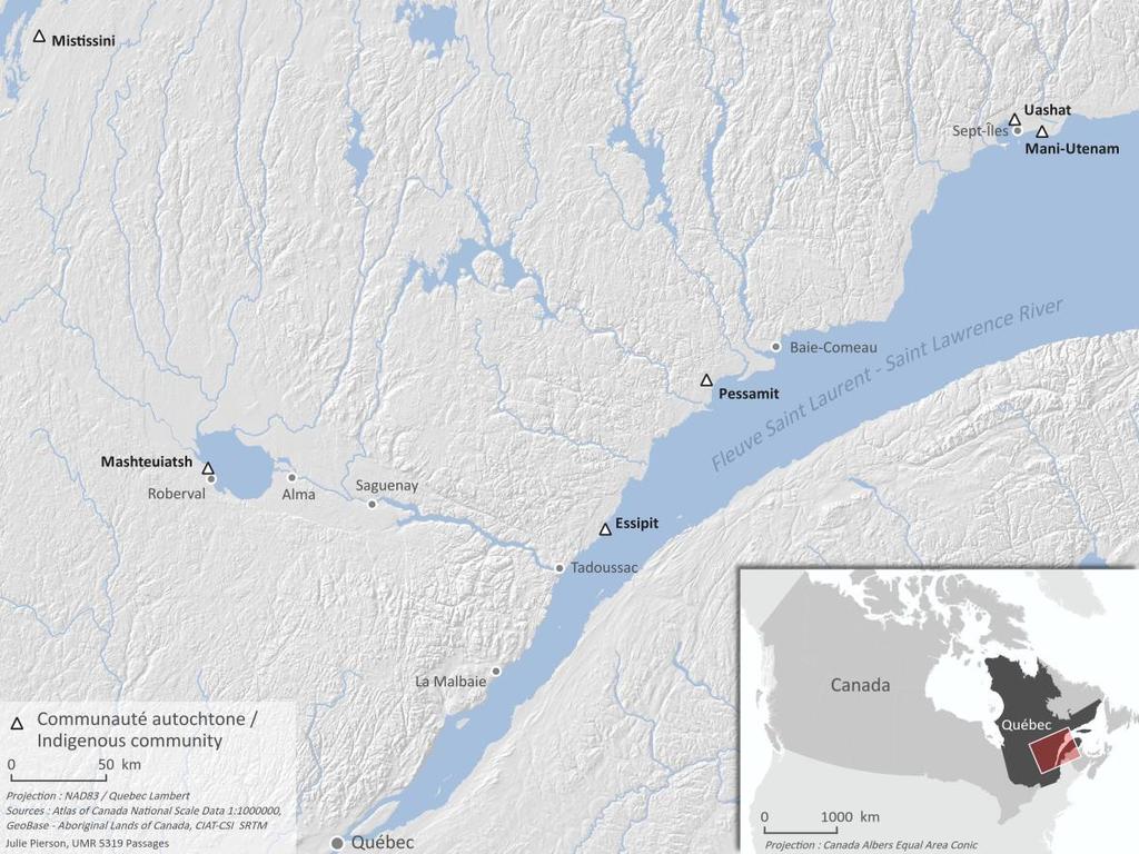Map 1: Location of Mashteuiatsh In Canada, negotiation mechanisms called comprehensive claims, as well as the necessary funding for these proceedings were put in place in 1973 with the objective of
