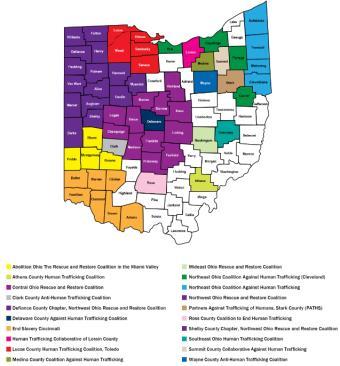 trafficking locally Law enforcement task forces Dedicated Task Forces currently cover: Central Ohio (OSHP, Columbus PD) NW Ohio (FBI Innocence Lost) NE Ohio (FBI) SW Ohio Developing task force in
