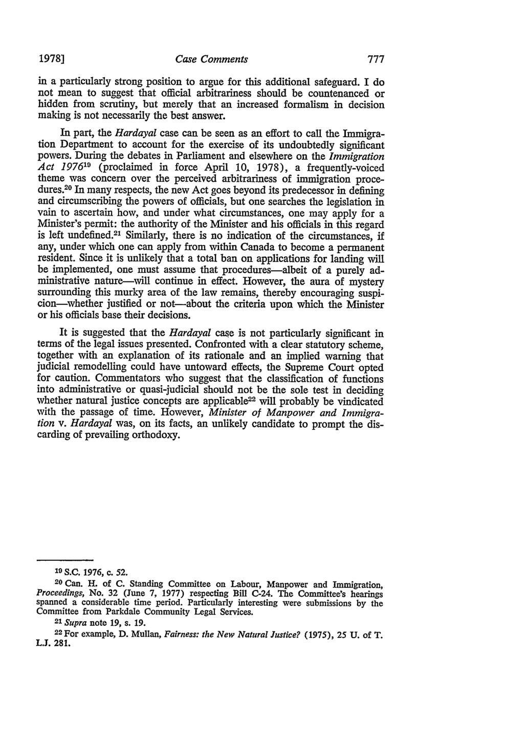 1978] Case Comments in a particularly strong position to argue for this additional safeguard.