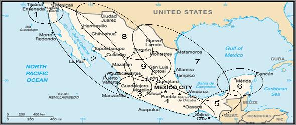 64 MILITARY LAW REVIEW [Vol. 210 B. Regional Warlords The Mexican cartel areas of control represented in Figure 1 are fluid throughout the country due to shifting alliances and turf battles.