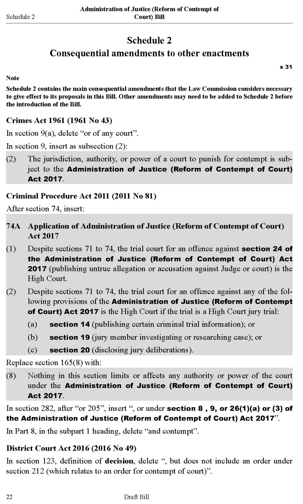 APPENDIX 2: Administration of Justice (Reform of