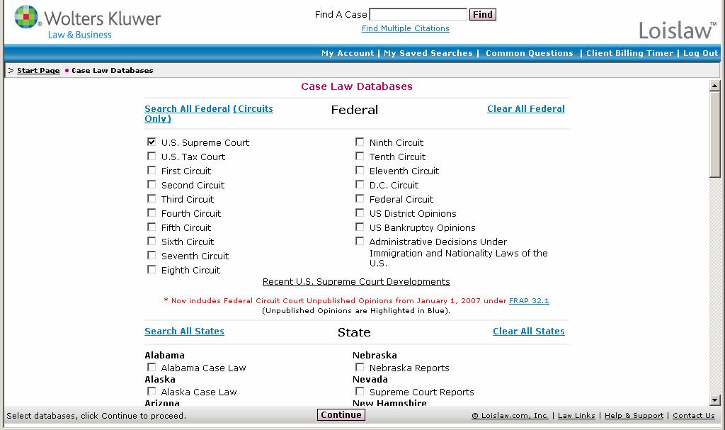 In Loislaw, you may search across several different jurisdictions.