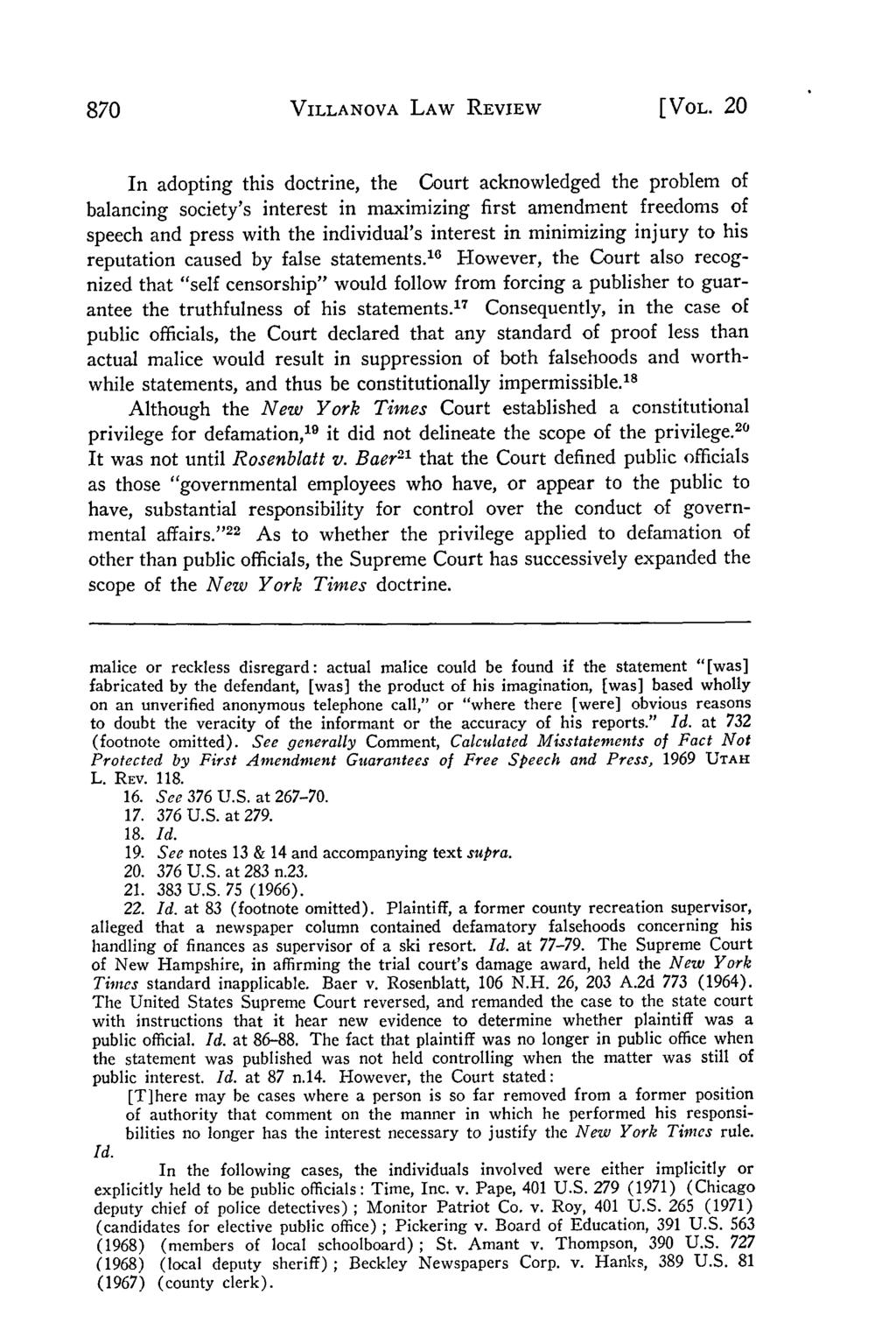 Villanova Law Review, Vol. 20, Iss. 3 [1975], Art. 5 VILLANOVA LAW REVIEW [ VOL.