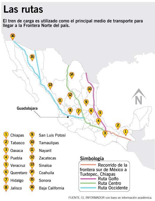 Figure 10. Migrants Main Routes Source: Migration Routes through Mexico, Periodico Internacional, accessed May 7, 2016, http://www.elperiodico.