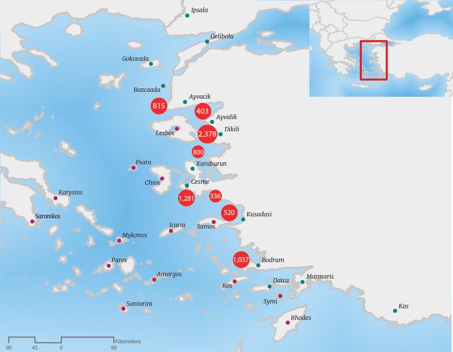 Irregular Migrants Rescued and Apprehended Irregular Migrants on Sea According to Turkish Coast Guard (TCG) daily reports, TCG apprehended 7,858 irregular migrants at sea and registered 13 fatalities