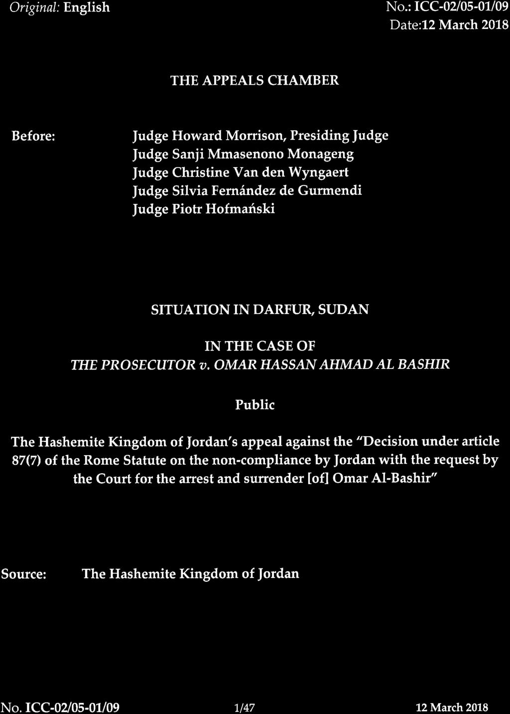 Gurmendi Judge Piotr Hofmanski SITUATION IN DARFUR, SUDAN IN THE CASE OF THE PROSECUTOR v.