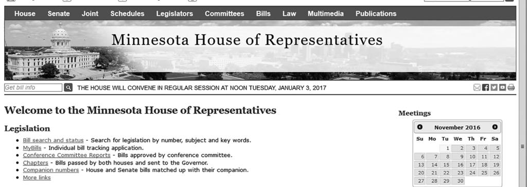 Online Resources Online Resources Website The Legislature s website is a joint effort by the House of Representatives, Senate, Legislative Reference Library, Office of the Revisor of Statutes and