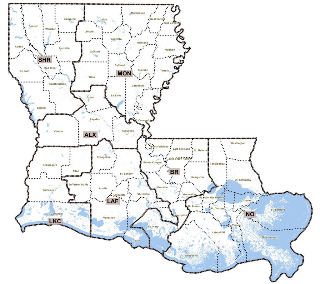 Appendix A: Media Markets/Regions of Louisiana (SHR = Shreveport, MON = Monroe, ALX =