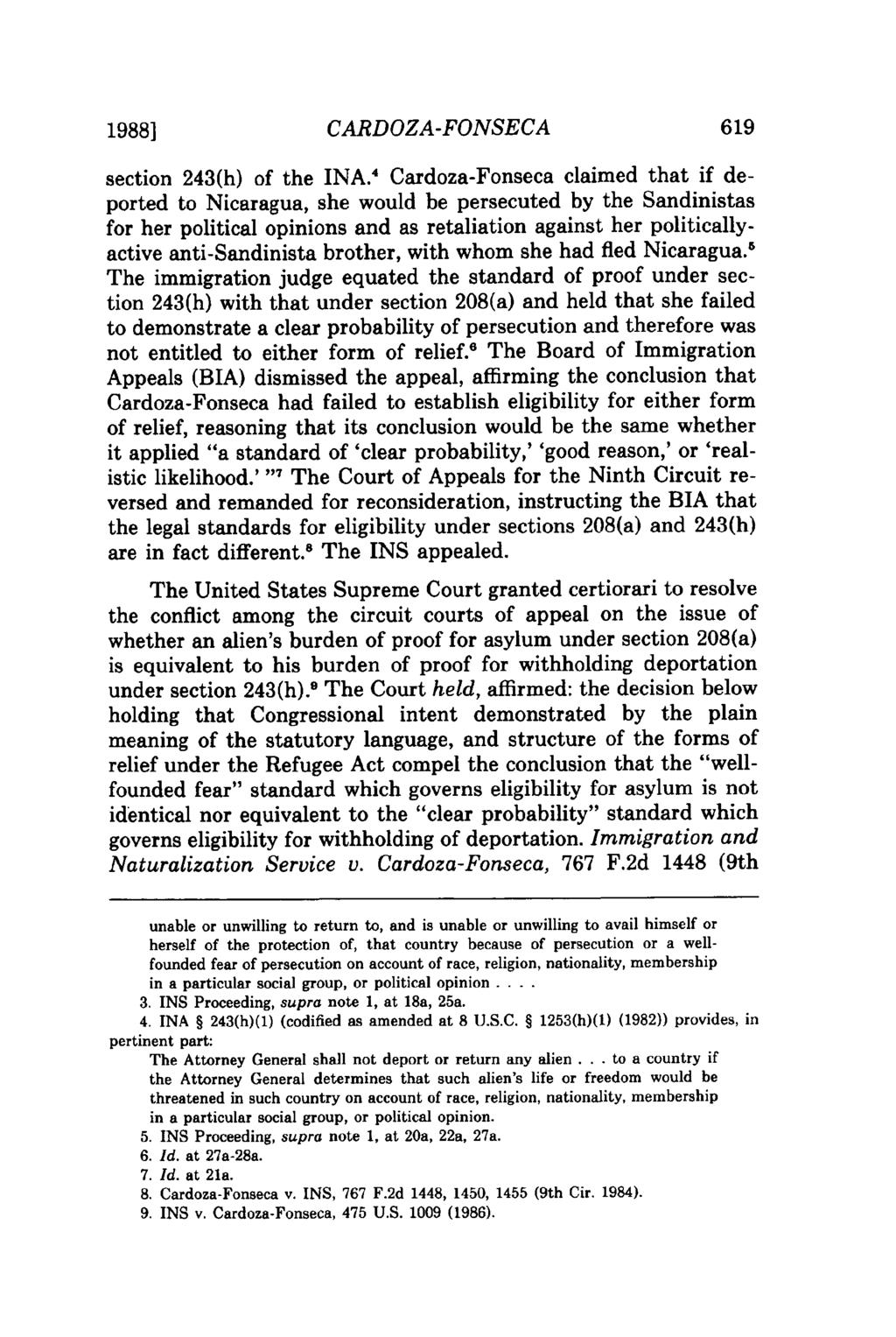 19881 CARDOZA-FONSECA section 243(h) of the INA.