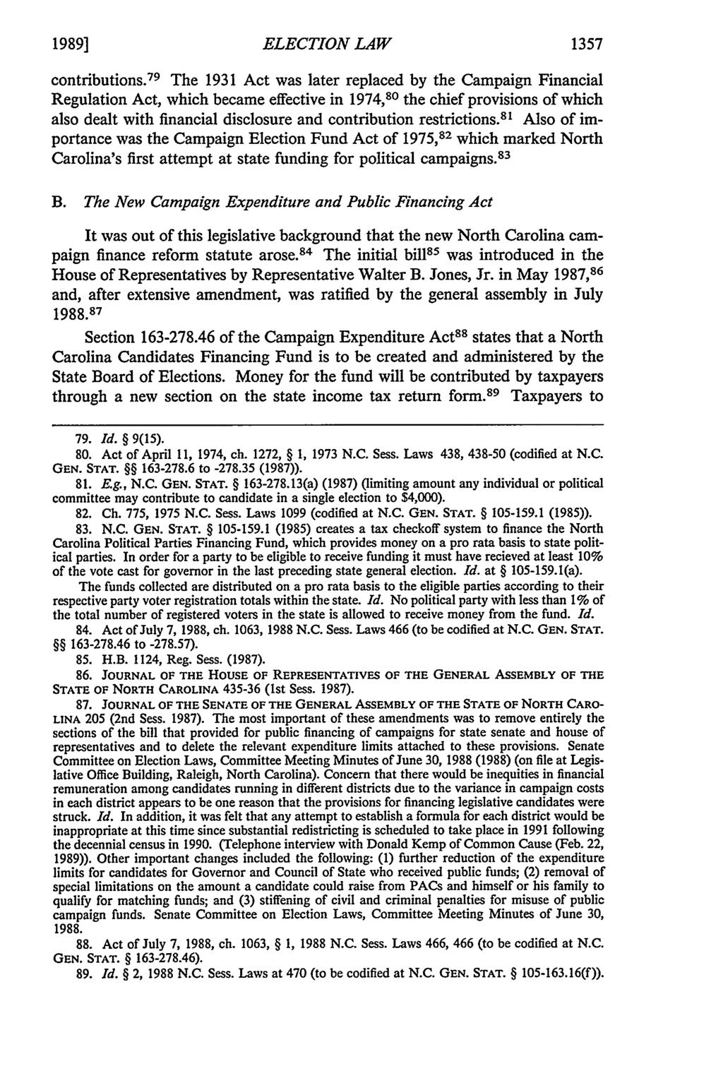 1989] ELECTION LAW 1357 contributions.