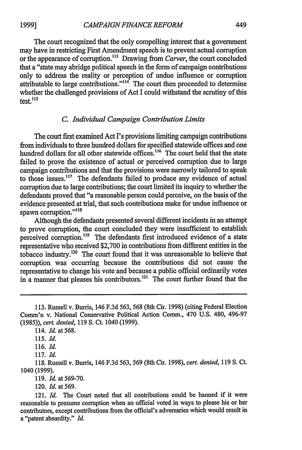 1999] Criscimagna: Criscimagna: Narrow Application of Buckley v.