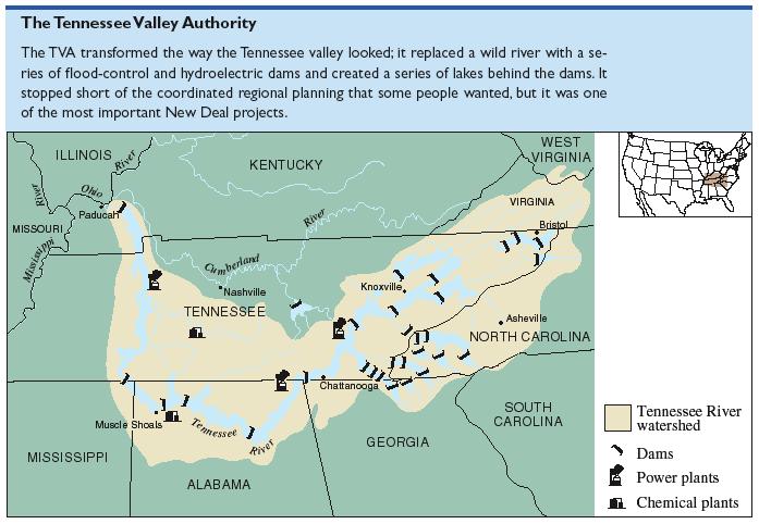 Govt agency built dams, electric power plants, controlled flooding and erosion in the Tennessee Valley area Big
