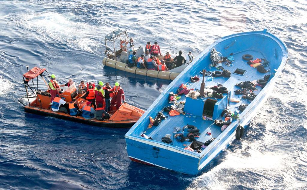 Dumping refugees in ship lanes and offshore fields.