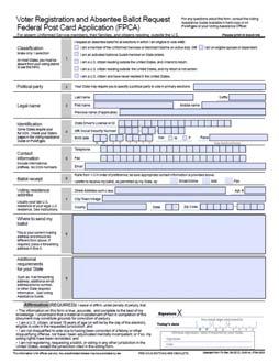 FPCA FEDERAL POST CARD APPLICATION This form will be updated and posted online soon. MAIL-IN ABSENTEE VOTING This process is used for any voter who wants to vote absentee through the mail.