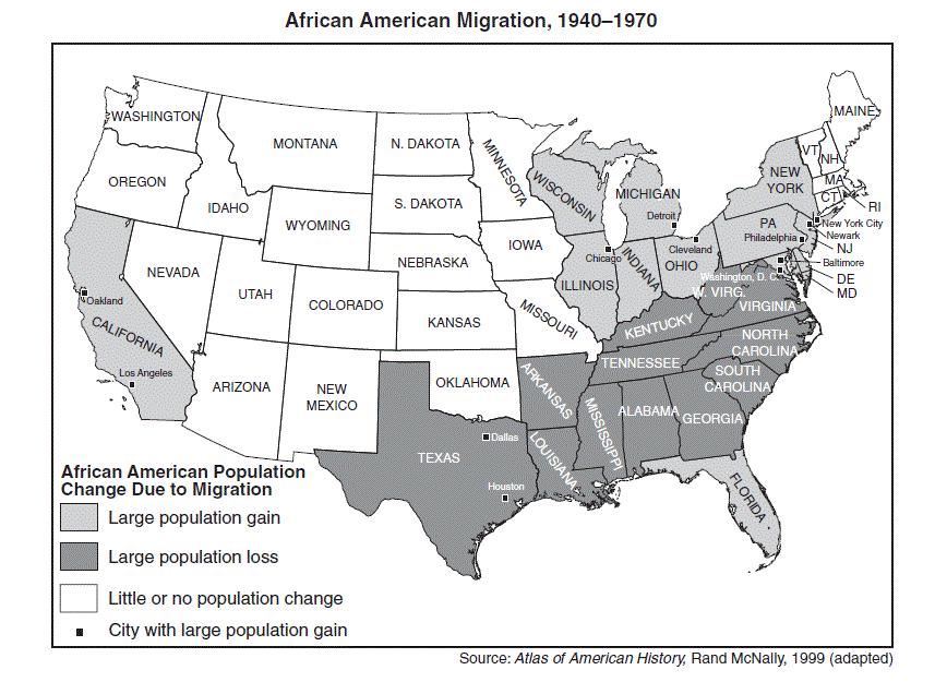 Document 2 What region had the largest loss of Black population during WWII?