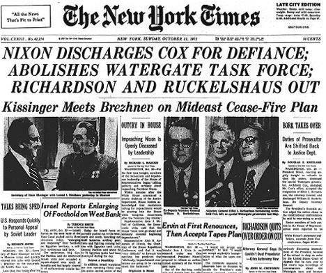 The Saturday Night Massacre When Richardson refused, he was fired. Nixon ordered Deputy Attorney General William D. Ruckelshaus to fire Cox.