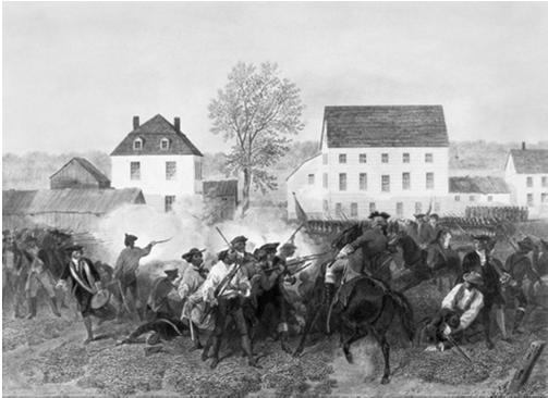 Bettmann/CORBIS In 1775, British and American troops exchange fire in Lexington, Massachusetts, the first battle of the War