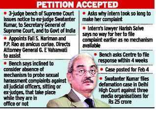NATIONAL NEWS NEW DELHI, January 16, 2014 SC notice to ex-judge on sexual harassment J.