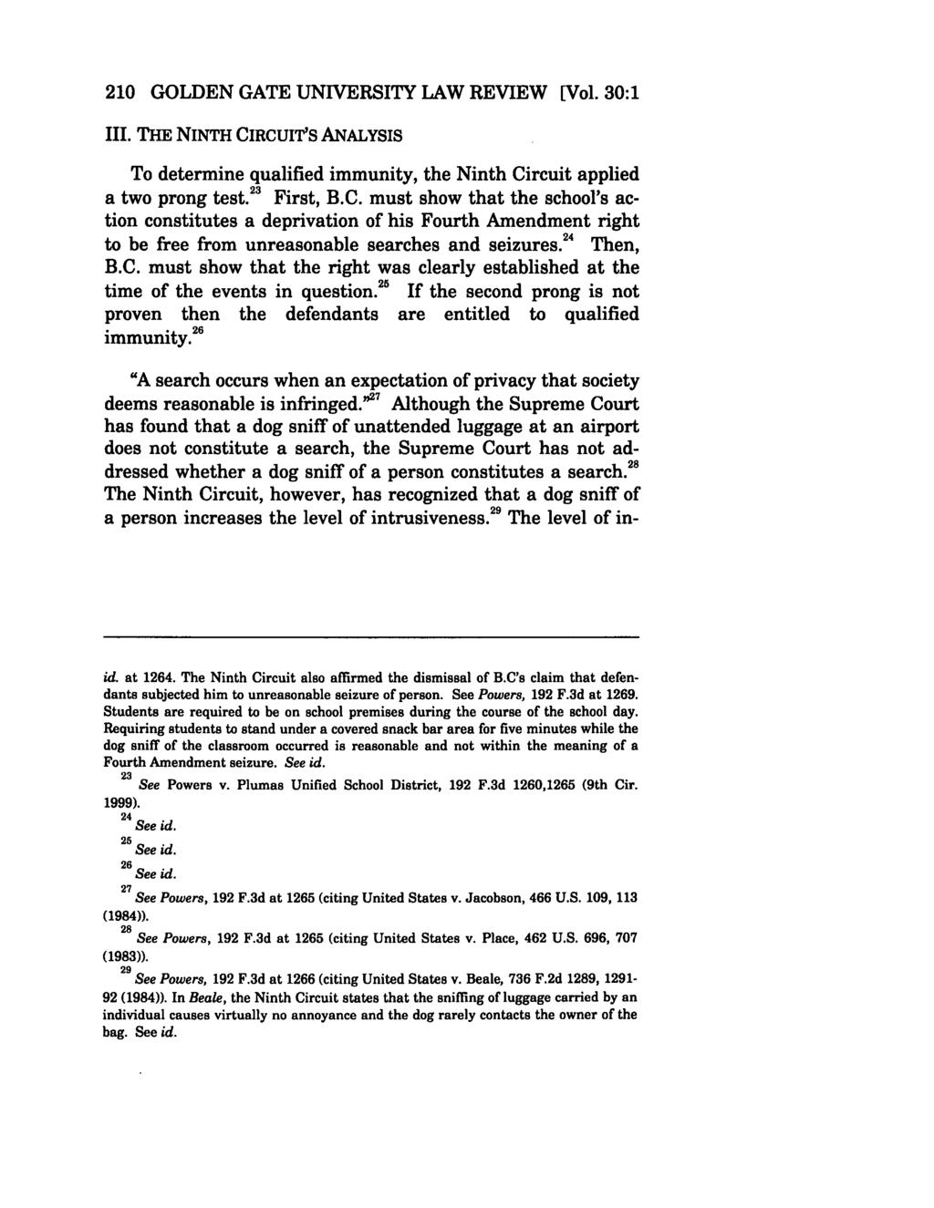 Golden Gate University Law Review, Vol. 30, Iss. 1 [2000], Art. 12 210 GOLDEN GATE UNNERSITY LAW REVIEW [Vol. 30:1 III.