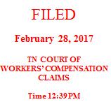 Addington EXPEDITED HEARING ORDER DENYING REQUESTED BENEFITS This matter came before the undersigned Workers' Compensation Judge on February 22, 20 1 7, upon the Request for Expedited Hearing filed