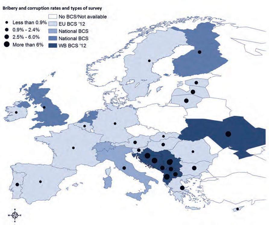 Bribery and corruption across European countries Fig. 2 - Bribery and corruption prevalence rate across European businesses. Different years.