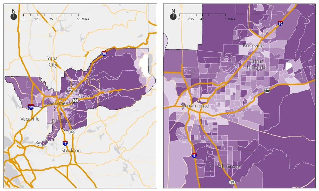 Connectedness Do residents have transportation choices? 96 Neighborhoods with the highest commute times are scattered throughout the region.