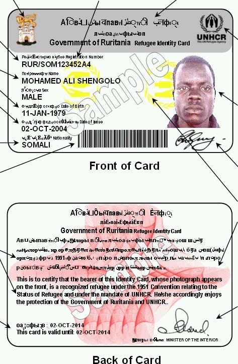 HANDBOOK FOR REGISTRATION Annexes Annex 13(a) Sample Refugee Identity Card Govt.