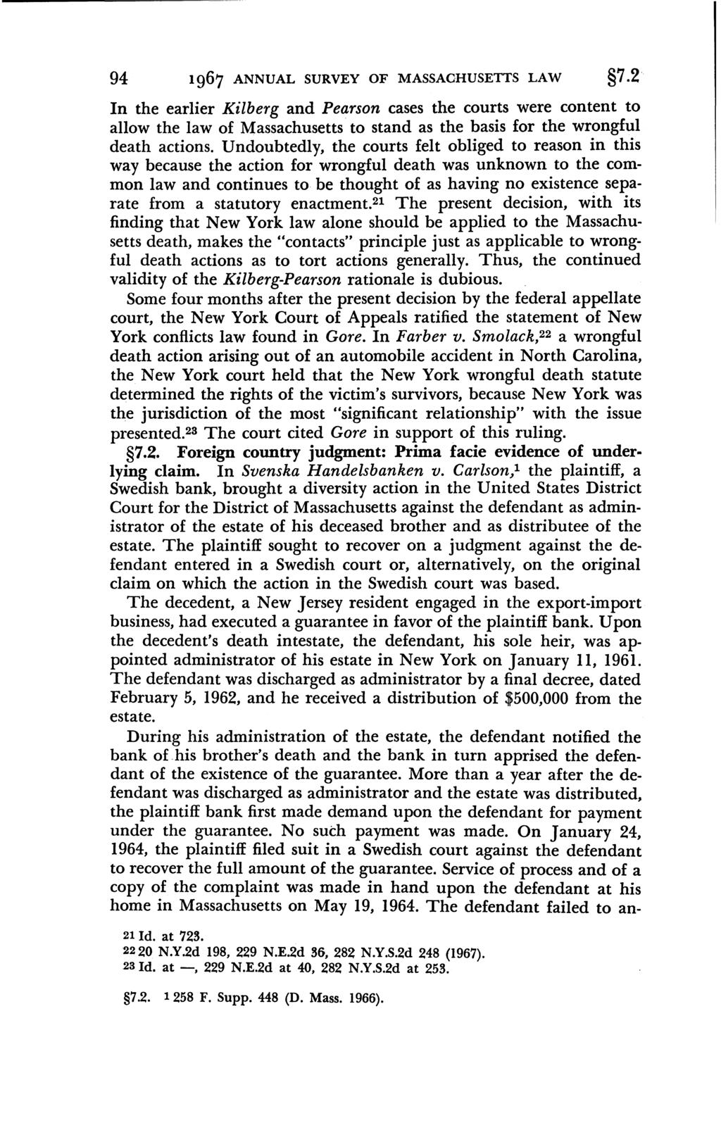 Annual Survey of Massachusetts Law, Vol. 1967 [1967], Art. 10 94 1967 ANNUAL SURVEY OF MASSACHUSETTS LAW 7.