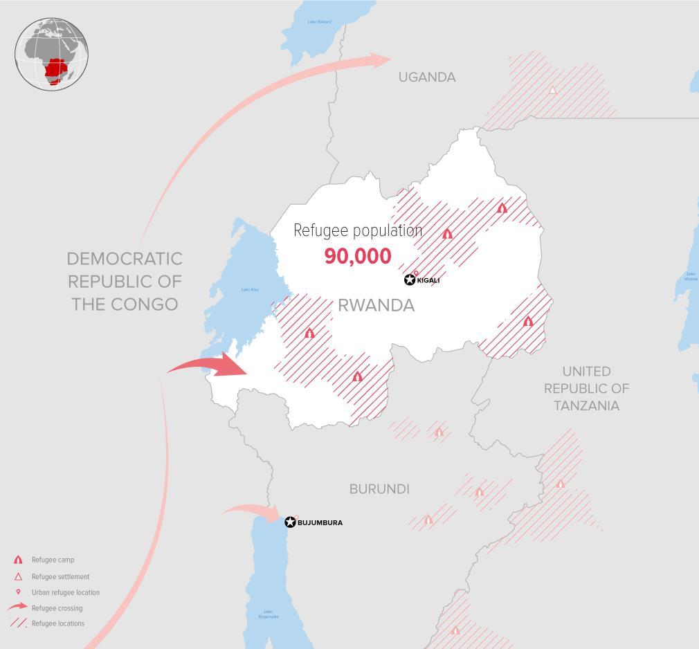 RWANDA The Democratic Republic of the Congo Regional Refugee Response Plan 2018 PLANNED RESPONSED US$ 57M REQUIREMENTS 4 PARTNERS INVOLVED Refugee Population Trends 82,696 83,829 83,989 90,000 Dec.