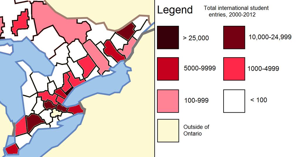 Where they Study the GTA and Other Cities Source: Citizenship and Immigration Canada (2013a).