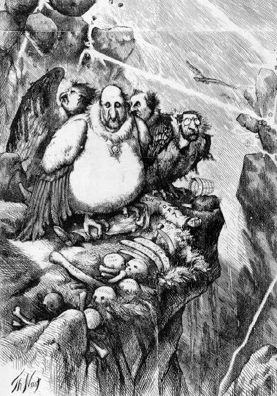 Exposed for his corruption by cartoonist and editor, Thomas Nast Tweed Ring fell and 1873 Tweed