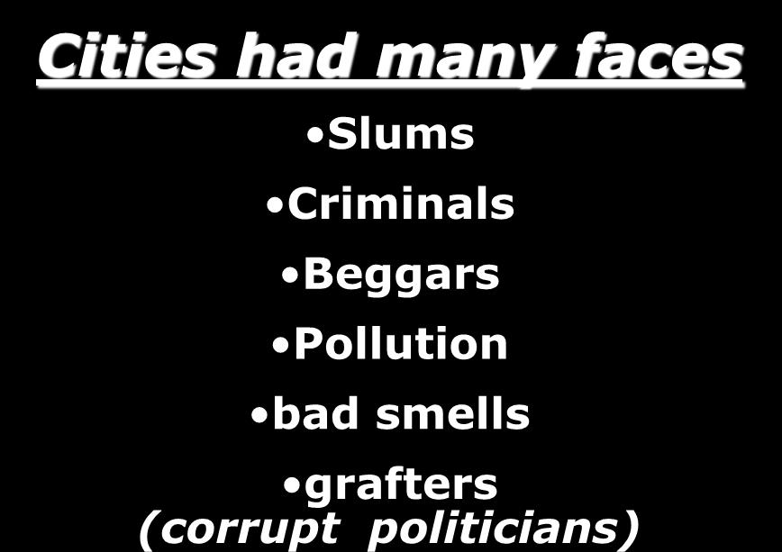 Cities had many faces Slums Criminals Beggars