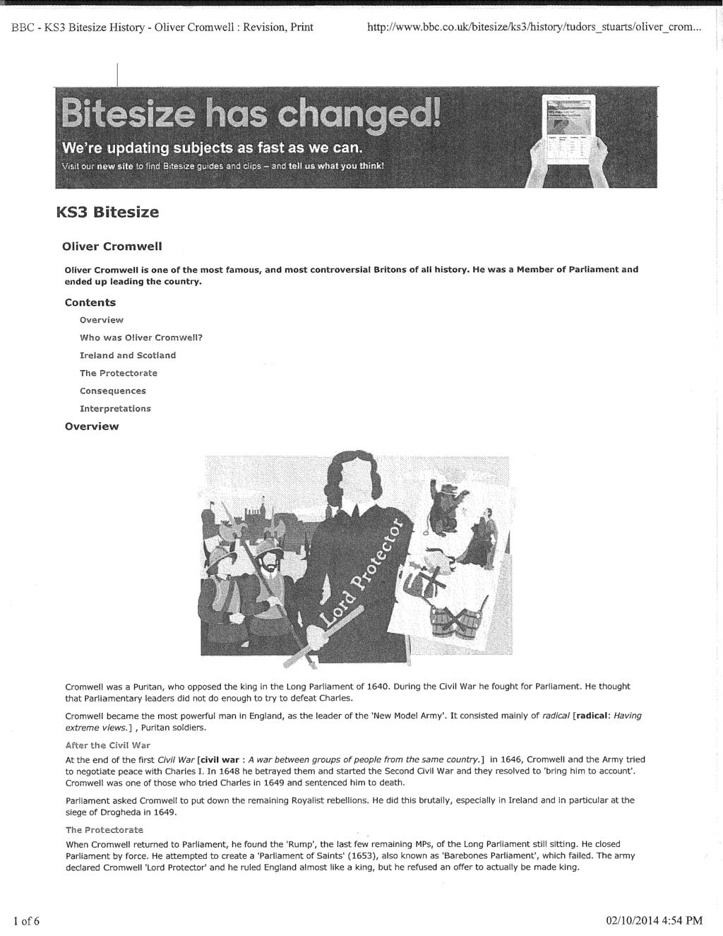 BBC - KS3 Bitesize History- Oliver Cromwell : Revision, Print http://www. bbc. co. uk/bitesize/ks3/history /tudors _stuarts/oliver_ crom.